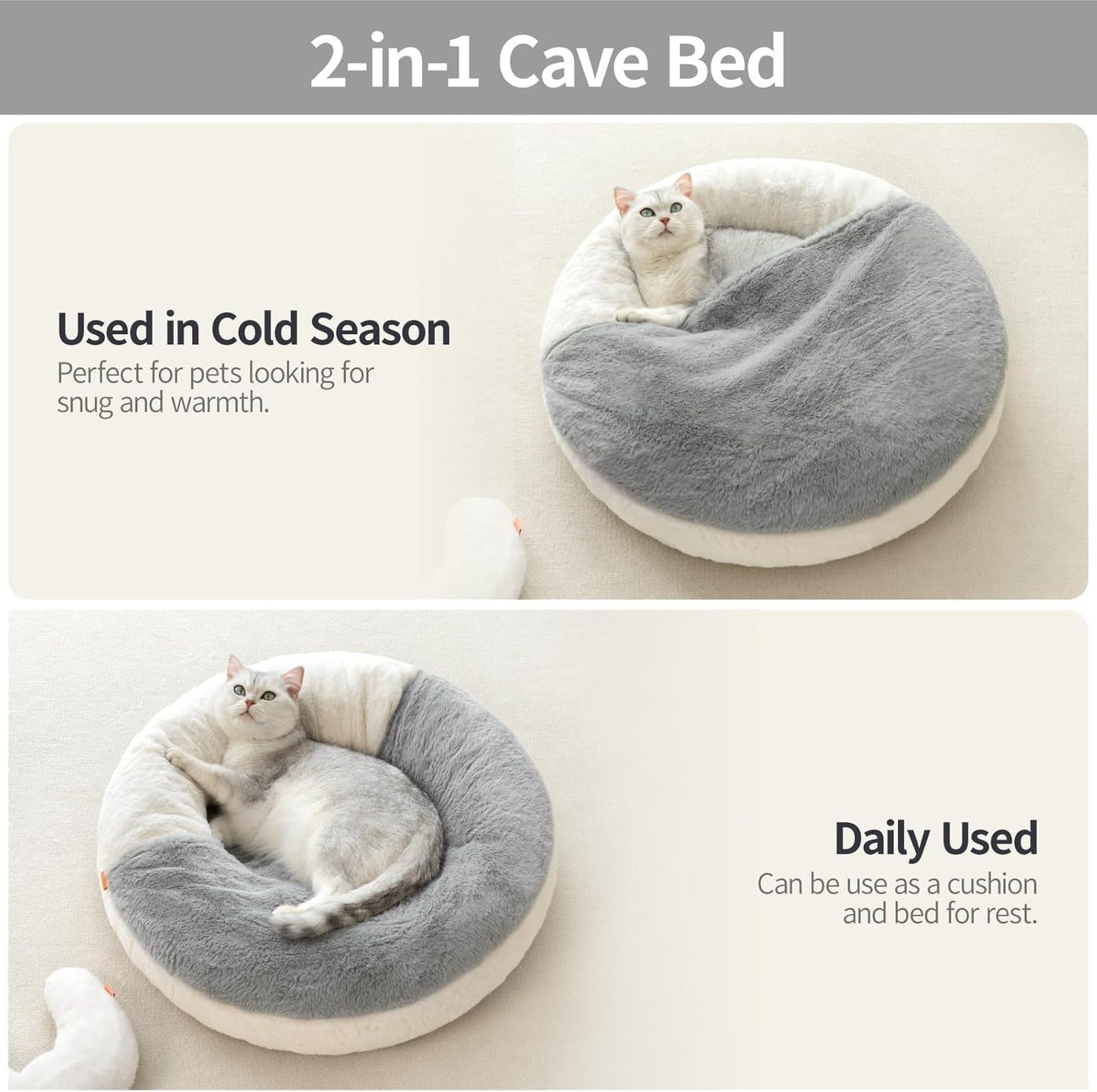 MEWOOFUN Enclosed Cat Bed Cave