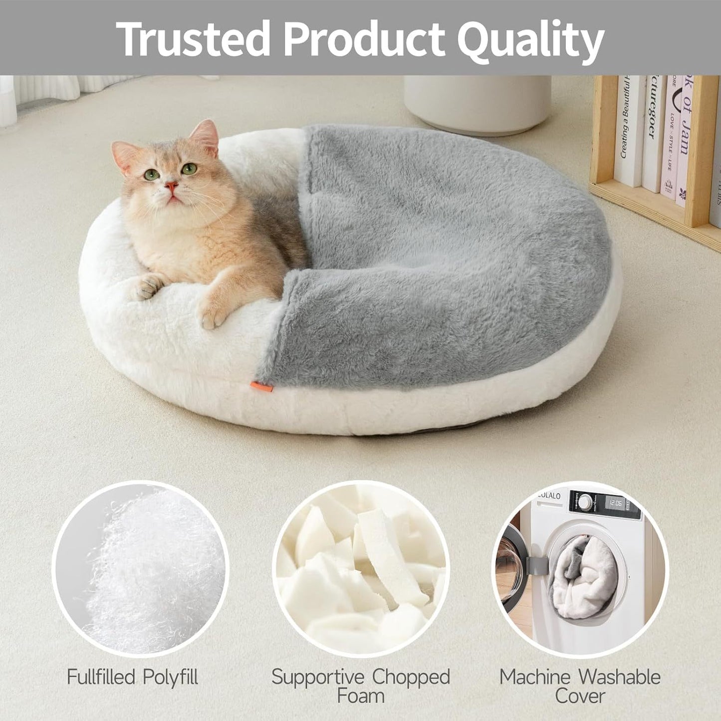 MEWOOFUN Enclosed Cat Bed Cave
