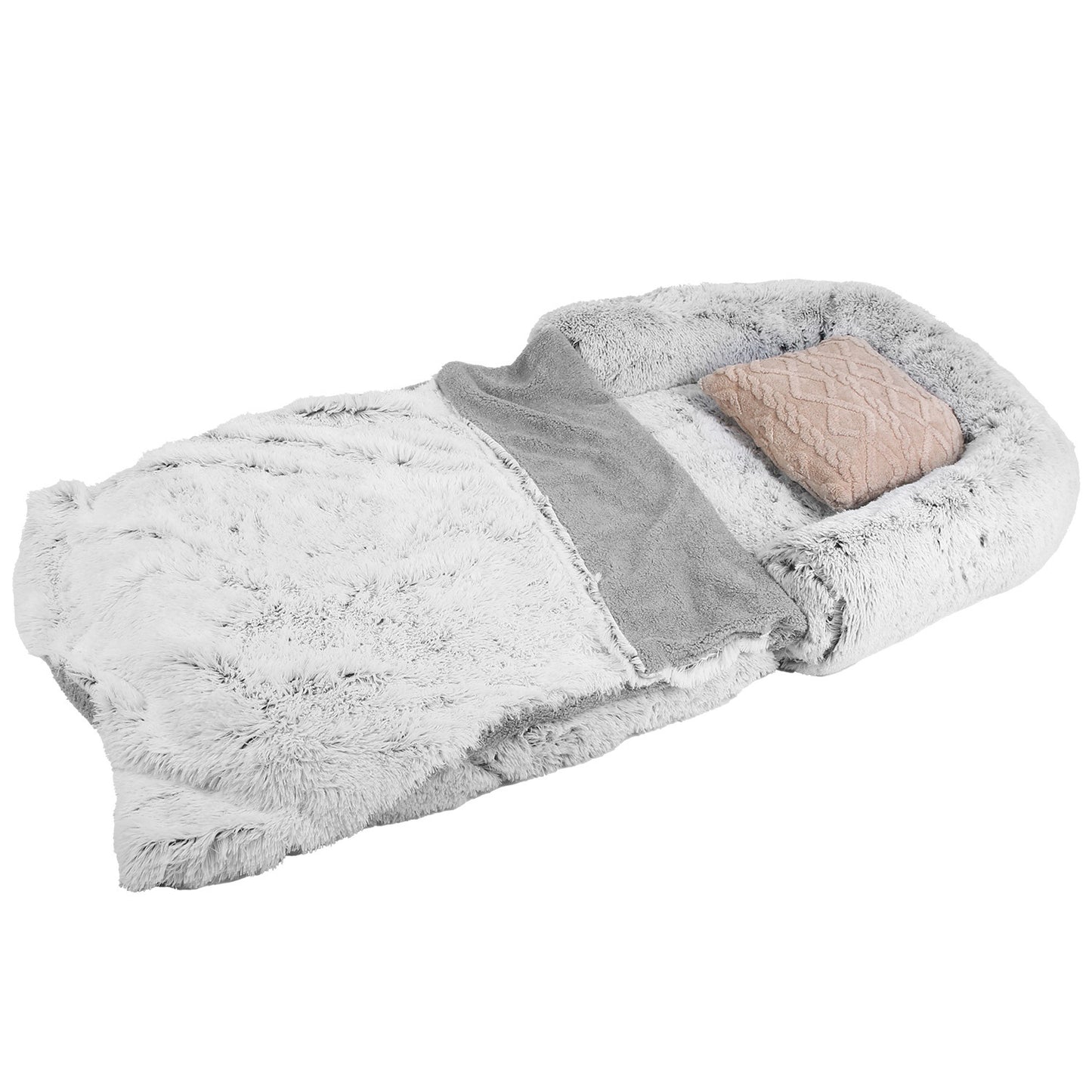 Large Foldable Human Size Dog Bed With Pillow Blanket Flurry